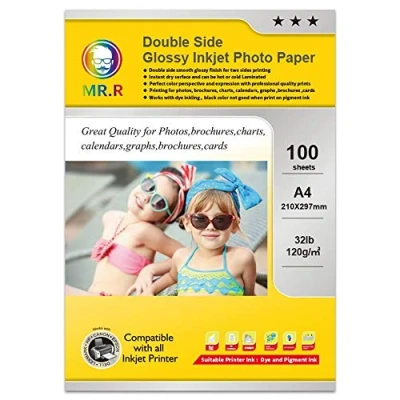 Afbeelding van MR.R 120gsm 100 Vellen A4 Glanzend Inkjet Fotopapier dubbelzijdig Instant Droog Waterdicht Wit Fotobladen 210x297mm