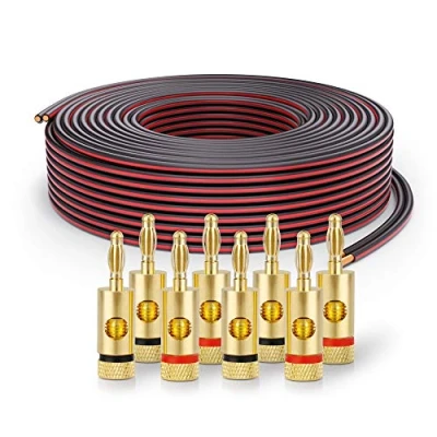 Afbeelding van PureLink Luidsprekerkabel OFC 2 x 2,50mm² (0,20mm), 25,0m, zwart, set met 8 banaanstekkers