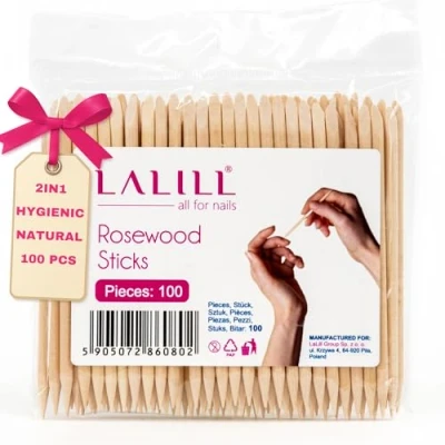 Afbeelding van LALILL Houten stokjes, 100 stuks, nagelriemschuivers, hout, oranje sticks voor manicure, pedicure, nagelriemverzorging tattoo, wenkbrauwen, beauty, make up, nagels
