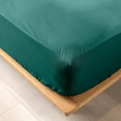Afbeelding van Douceur d&#039;Intérieur Hoeslaken, 160 x 200 cm, 100% biologisch katoen, smaragd