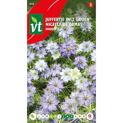 Afbeelding van Juffertje in &#039;t Groen Nigella Diverse Blauwe Kleuren met Sierlijke Bloei