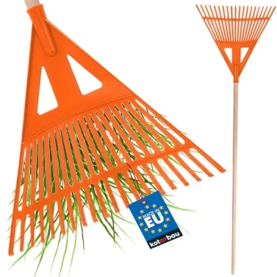 Afbeelding van KOTARBAU® Robuuste hark 435 mm met steel, bladhark, bladveger, bladwaaier, bladwaaier van kunststof