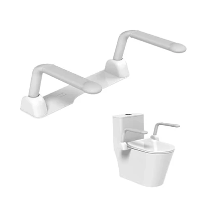 Afbeelding van Toiletveiligheidsrails, Opvouwbare Toiletbrilverhoger met Handgrepen, Robuuste Toiletsteun Zonder Boren, Toiletsteunframe, Toiletgreep voor Gehandicapten, Toiletframe Vrijstaand