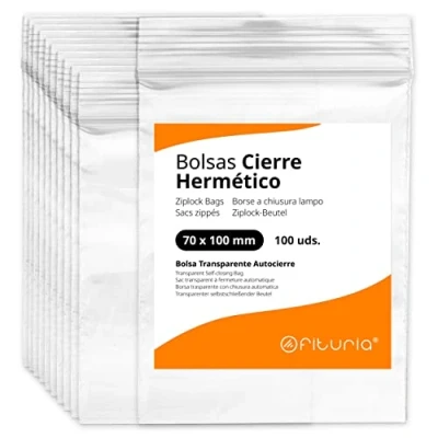 Afbeelding van Bolsas con Cierre Hermético de Plástico Transparentes Ideales para Congelar Alimentos, Guarda Documentos, Reutilizables y Conservación Ofituria (70x100mm, 100u)