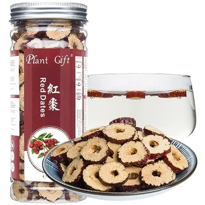 Afbeelding van Plant Gift 100% Red Dates Slices, 红枣干 pure natuurlijke organische data (zaadloos), rode jujube, datums Chinese organische, gezondheidszorg 80g/2.82oz