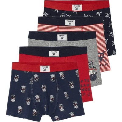 Afbeelding van Vertbaudet Set met 5 stretch boxers &quot;piraten&quot; voor jongens