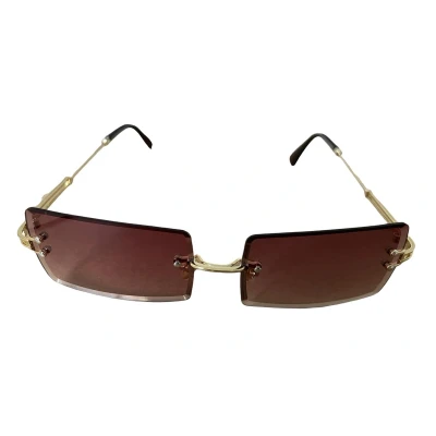 Afbeelding van ASTRADAVI Zonnebril Unisex Sunglasses UV400 Gouden Metalen frame Randloos Lenzen Lichtbruin