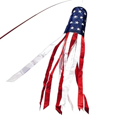 Afbeelding van ANLEY 40 inch (100 cm) Amerikaanse vlag Windzak, sterren en strepen VS patriottische decoraties geborduurde lichtbestendig 3,3 voet