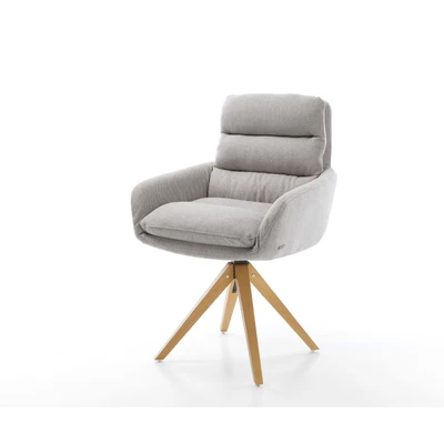 Afbeelding van Draaistoel Abelia Flex met armleuning houten frame hoekig stripes lichtgrijs
