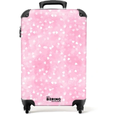 Afbeelding van NoBoringSuitcases.com® Kinderkoffer Kindertrolley Harten Patroon Handbagage koffer lichtgewicht Reiskoffer trolley Rolkoffer met wieltjes Past binnen 55x40x20 en 55x35x28