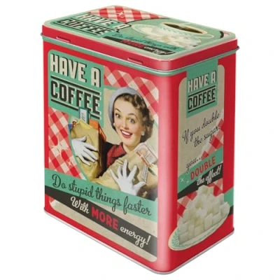 Afbeelding van Nostalgic Art Retro voorraadblik L, Have A Coffee Geschenkidee voor nostalgiefans, Grote koffiedoos van blik, Vintage design, 3 l