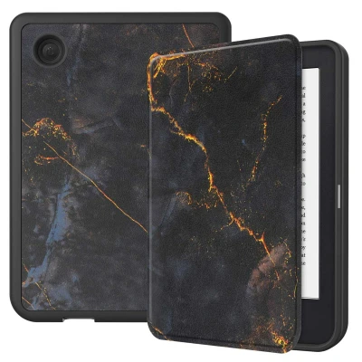 Afbeelding van Kobo Clara 2E Hoes: iMoshion Design Slim Soft Case Bookcase Bookcase,Softcase Black Marble Kunstleder E Reader Hoezen