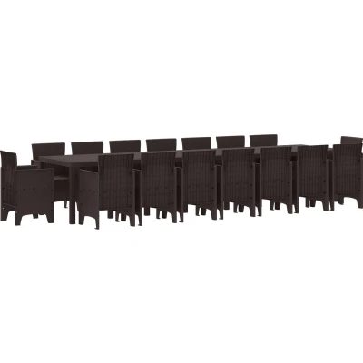 Afbeelding van vidaXL 17 delige Tuinset in Bruin Poly Rattan