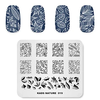 Afbeelding van KADS Nail Stempelen Plaat Bladeren Natuur Sjabloon Afbeelding Ontwerp Platen voor Art Decoratie en DIY (NA019)