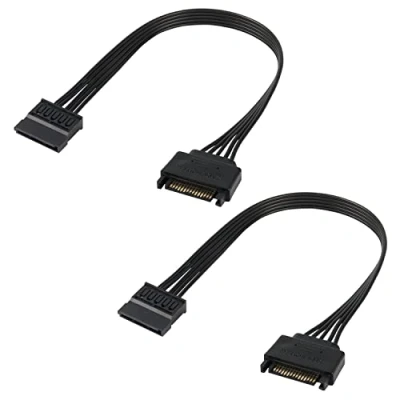 Afbeelding van MEIRIYFA SATA 15 pins voedingskabel mannelijk naar vrouwelijk extender voedingsconnectoradapter, 18AWG, voor harde schijven, SATA, HDD, SSD 30CM, 2 Pack