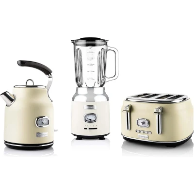 Afbeelding van Westinghouse Retro Waterkoker + Broodrooster 4 Sleuven Blender Wit