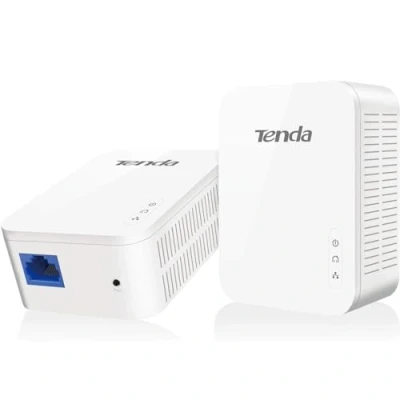Afbeelding van Tenda PH3 set powerline AV1000 WLAN gigabit adapter (2 LAN poorten,HomePlug AV2,QoS,plug&amp;play,energiebesparend,compatibel met alle gangbare Powerlan adapters,set van 2) wit
