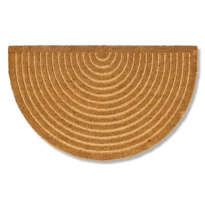 Afbeelding van ASTRA Moderne deurmat voor voordeur, kokosmat, 60 x 90 cm, halfrond, natuur, antislip, vuilvangmat, robuust, binnen, deurmat, overdekte buitenruimte