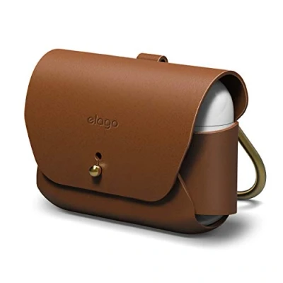 Afbeelding van elago lederen hoes compatibel met Apple AirPods Pro 2 en Echt hoes, vintage gevoel luxe kleuren [fit getest] (bruin)