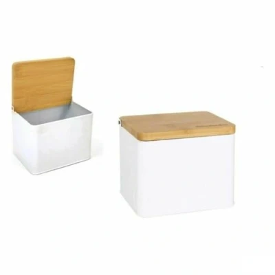 Afbeelding van Zoutvaatje met deksel Privilege Metaal Bamboe 14 x 11 cm (12 Stuks) (14 cm)