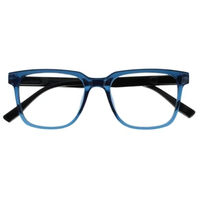 Afbeelding van OPULIZE LEO Leesbril Groot Rechthoekig Montuur Blauw Zwarte Tempels Heren Dames Veerscharnieren R55 3 +1.50