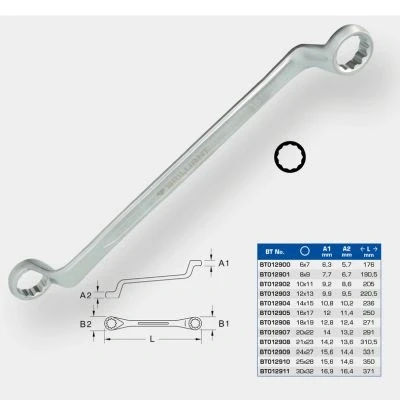 Afbeelding van BRILLIANT TOOLS BT012907 Dubbele ringsleutel, gebogen 20 x 22 mm [Powered by KS TOOLS]