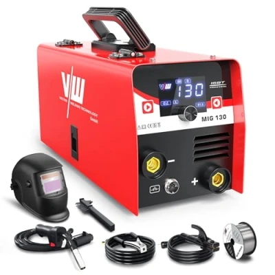 Afbeelding van MIG lasapparaat 130 A, vuldraad, set voor beginners, IGBT Interver met lashelm, elektrodenlasfunctie VECTOR WELDING