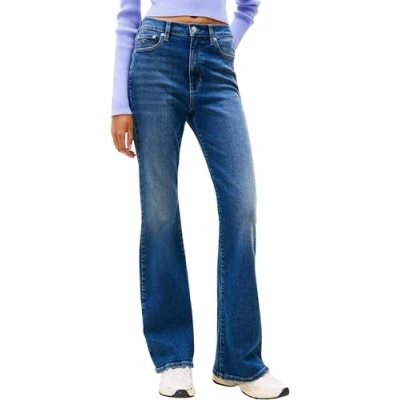 Afbeelding van Tommy Jeans Sylvia Flared Jeans, Dames, Maat: 31x32, Denim dark