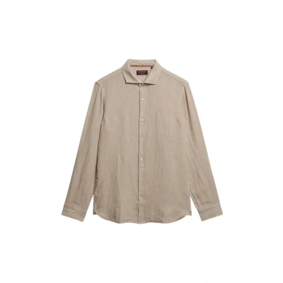 Afbeelding van Superdry Embroidered Vacation Overhemd, Heren, Maat: Small, Silver lining beige