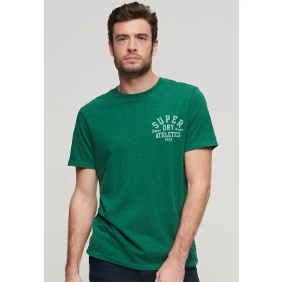 Afbeelding van Superdry Athletic College Graphic Tshirt print, Heren, Maat: Medium, Dark forest green slub