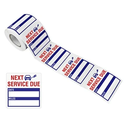 Afbeelding van 150 STKS Olieverversing Auto Onderhoud Service Due Herinnering Stickers, Waterdicht/Scheurbestendige Residu Labels in Roll met Perforatielijn (Elk meet 2&quot; X 2&quot;)