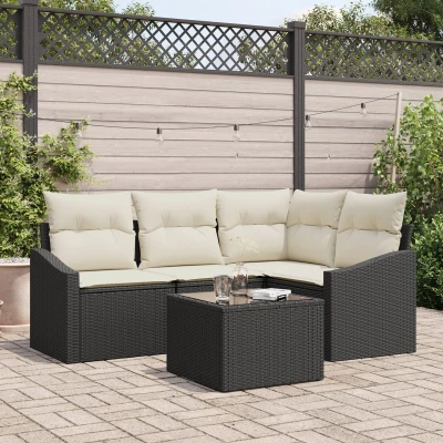 Afbeelding van vidaXL 4 delige Tuin Sofa Set met Kussens Bruin Poly Rieten