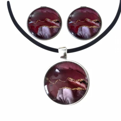 Afbeelding van 2 Delige set Clip oorbellen Ketting 2.5 cm Burberie Charme Bijoux