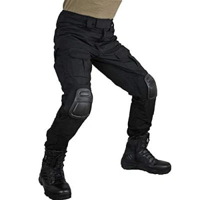 Afbeelding van zuoxiangru Multicam tactiekbroek voor heren Multi pockets Militaire camouflage Outdoor Airsoft Combat jachtbroek met kniebeschermers (Zwart, Tag 36)