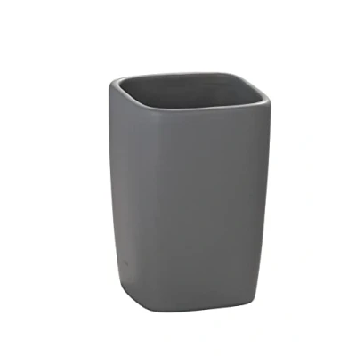 Afbeelding van WENKO Faro Grey tandenborstelhouder voor tandenborstel en tandpasta, keramiek, 7,5 x 10,7 cm, grijs