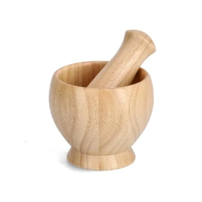 Afbeelding van Vijzel met stamper rubberhout D12 x H10 cm en mortier
