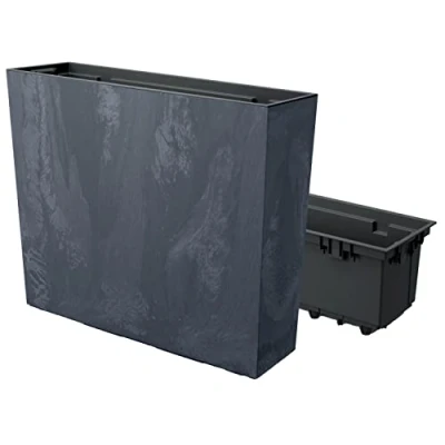 Afbeelding van Prosperplast Urbi Case Toren plantenbak met betoneffect, binnenpot, plantenbak, bloembak voor binnen en buiten, rechthoekig, kunststof, 58 x 18 49,8 cm, antraciet