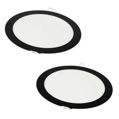 Afbeelding van Jandei Verpakking met 2 x led downlight, 18 W, rond, 1440 lm, voor gebruik binnenshuis IP20, zwart frame, uitsparing Ø 200 205 mm, extra plat 13 transformator meegeleverd (neutraal wit 4200 K)
