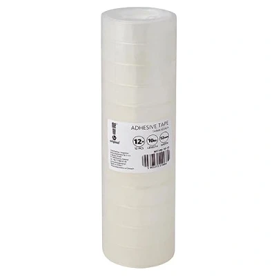 Afbeelding van memobe Amex Plakband, transparante multifunctionele tape, voor school, kantoor, werk, kleeffolie, duurzaam, heldere Tesafilm met acryllijm, plakrollen, 12 mm x 10 m, stuks