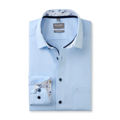 Afbeelding van OLYMP Luxor Overhemd blauw, Faux uni