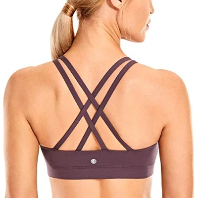 Afbeelding van CRZ Yoga Dames Strappy Back Draadloze Gewatteerde Workout Sport BH Arctische pruim M