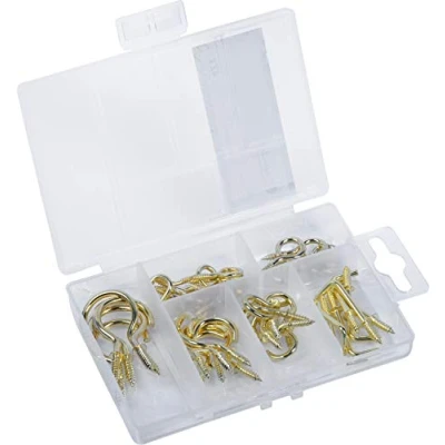 Afbeelding van Connex Schroefhaken assortiment 42 delig diverse haken in set vooraf gesorteerd praktische kunststof doos universeel bruikbaar/haakset/assortimentdoos / DP8500104