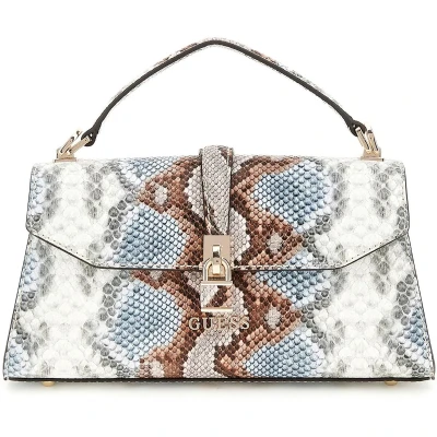 Afbeelding van GUESS Handtas Schoudertas Queensland Top Handle Flap Bag Misty Blue Multi Veelkleurig
