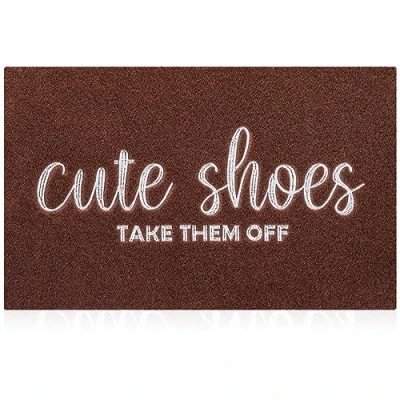 Afbeelding van AOAOPQ Voordeur Mat Welkom Indoor Outdoor Entryway Matten voor Schoen Schraper Leuke Schoenen Haal ze Off Buiten Thuis Hoog Verkeersgebied Koffie