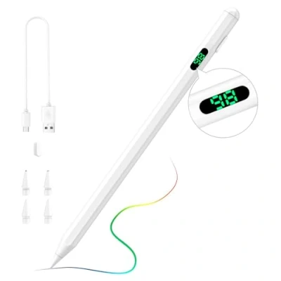Afbeelding van TiMOVO Stylus Pen for iPad, Apple Pencil USB C Fast Charge, Palm Rejection 2018 2024 iPad Pro 13/12.9/11&#039;&#039;, 10/9/8/7/6th Gen, Air 11&amp;13 inch (M2) /6/5/4/3th, Mini 5/6th