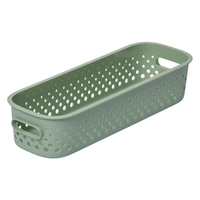 Afbeelding van SmartStore Slanke opbergmand, 1,3 liter, groen, keuken, badkamer, kantoor, speelgoedorganizer, vuilnisbak met handgrepen, 10 jaar garantie, nestbaar, 29,5 x 6,5 cm (l b h)