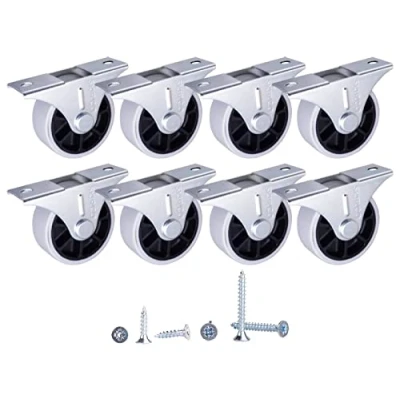 Afbeelding van SKIR&#039;CO (8 stuks) 40 mm rubberen wielen, meubelwielen, vaste niet draaibaar, inclusief schroeven