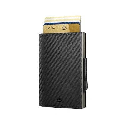 Afbeelding van Ögon Designs Cascade Slim Wallet Automatische aluminium en Leren Portemonnee RFID Blokkerende Kaarthouder 8 Kaarten bankbiljetten Leer met carboneffect/Titanium