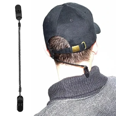 Afbeelding van Dwawoo Cap retainer clip, 3 stuks hoogwaardige hengelhoed, viscaps, sleutelband, hoedclips voor golfen, vissen, boottochten, zeilen, zwart, L
