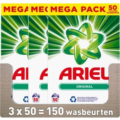 Afbeelding van 3x Ariel Waspoeder Original 50 Wasbeurten 3 kg